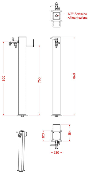 Fontana da Giardino con Doppio Rubinetto Belfer 42QRR Tortora