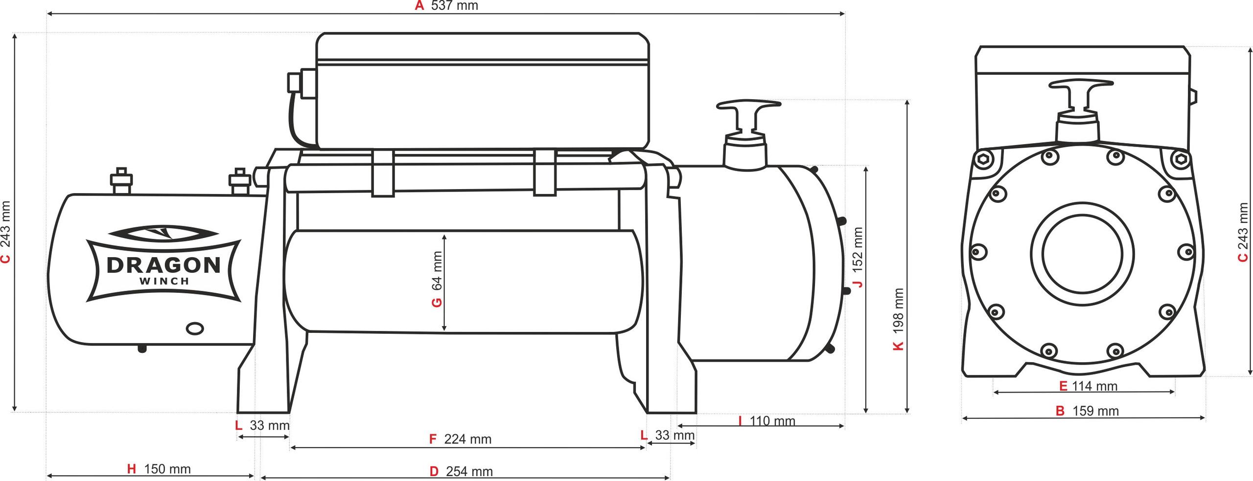 Verricello Elettrico 6,8hp 12V per Fuoristrada Dragon Winch Maverick DWM 12000 HD