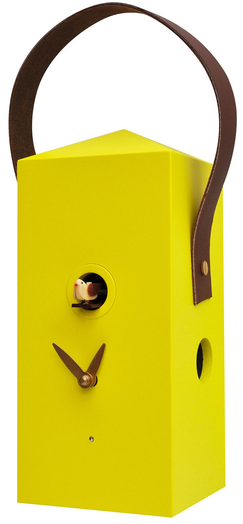 Orologio a Cucù da Parete 12x27x12cm Pirondini Italia Lanterna Giallo Zolfo