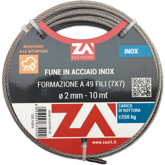 cavetto acciaio inox 49f diam.6 mt 10 cod:ferx.1744