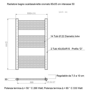 Scaldasalviette da Bagno 800x550 mm in Acciaio Bonussi Stand Dritto Cromo