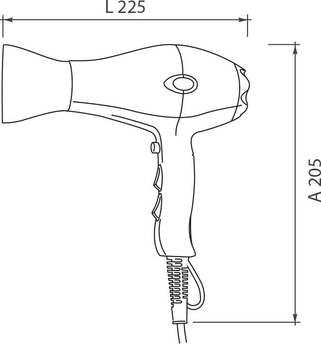 Asciugacapelli Phon a Pistola 1800W Vama Pro Phon Nero