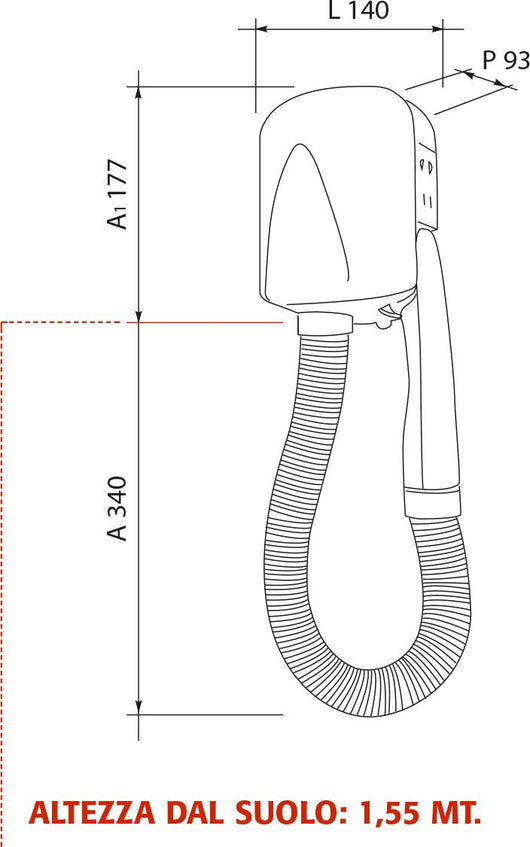 Asciugacapelli Phon da Parete con Tubo 700W Vama Tiny Bianco