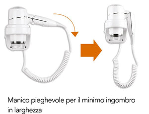 Asciugacapelli Phon a Pistola 1650W Vama Viento Space Bianco