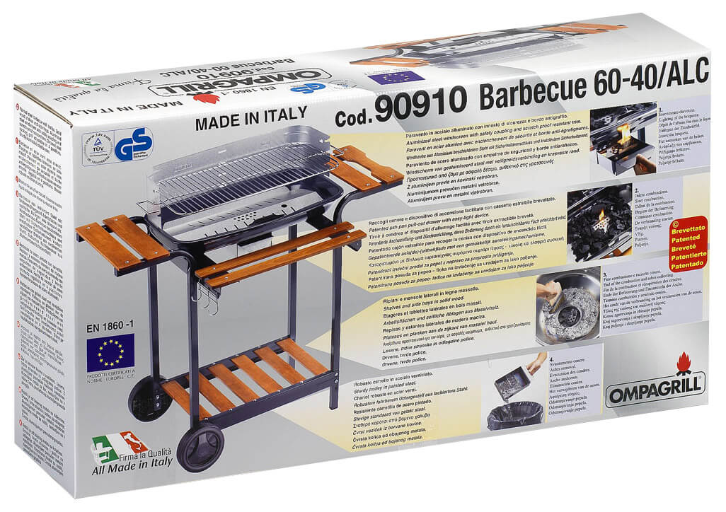 Barbecue a Carbone Carbonella in Acciaio Ompagrill 60-40/Alc