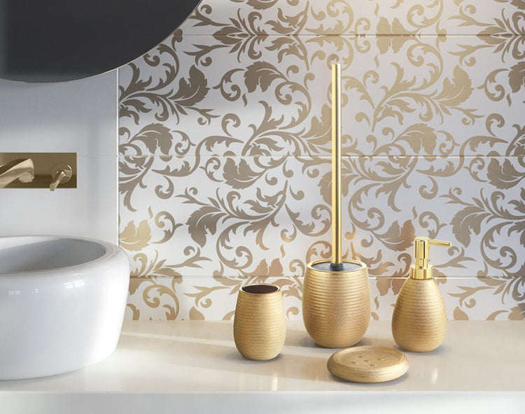 Set 4 accessori appoggio in ceramica Oro Serie Astrid di Gedy