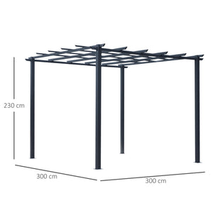 Pergola da Giardino 3x3m in Metallo Nero