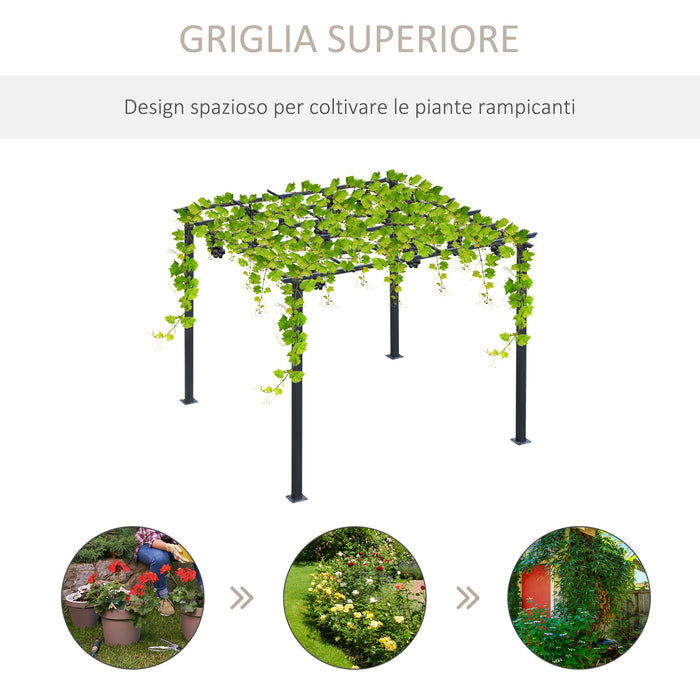 Pergola da Giardino 3x3m in Metallo Nero