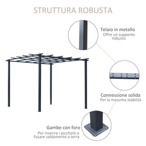 Pergola da Giardino 3x3m in Metallo Nero