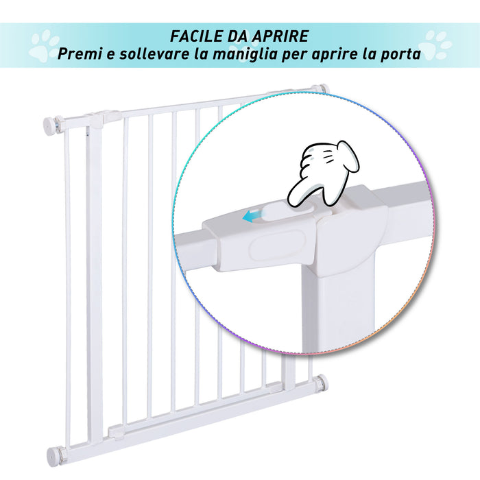 Cancelletto di Sicurezza per Animali Domestici Bianco 76x72-82 cm