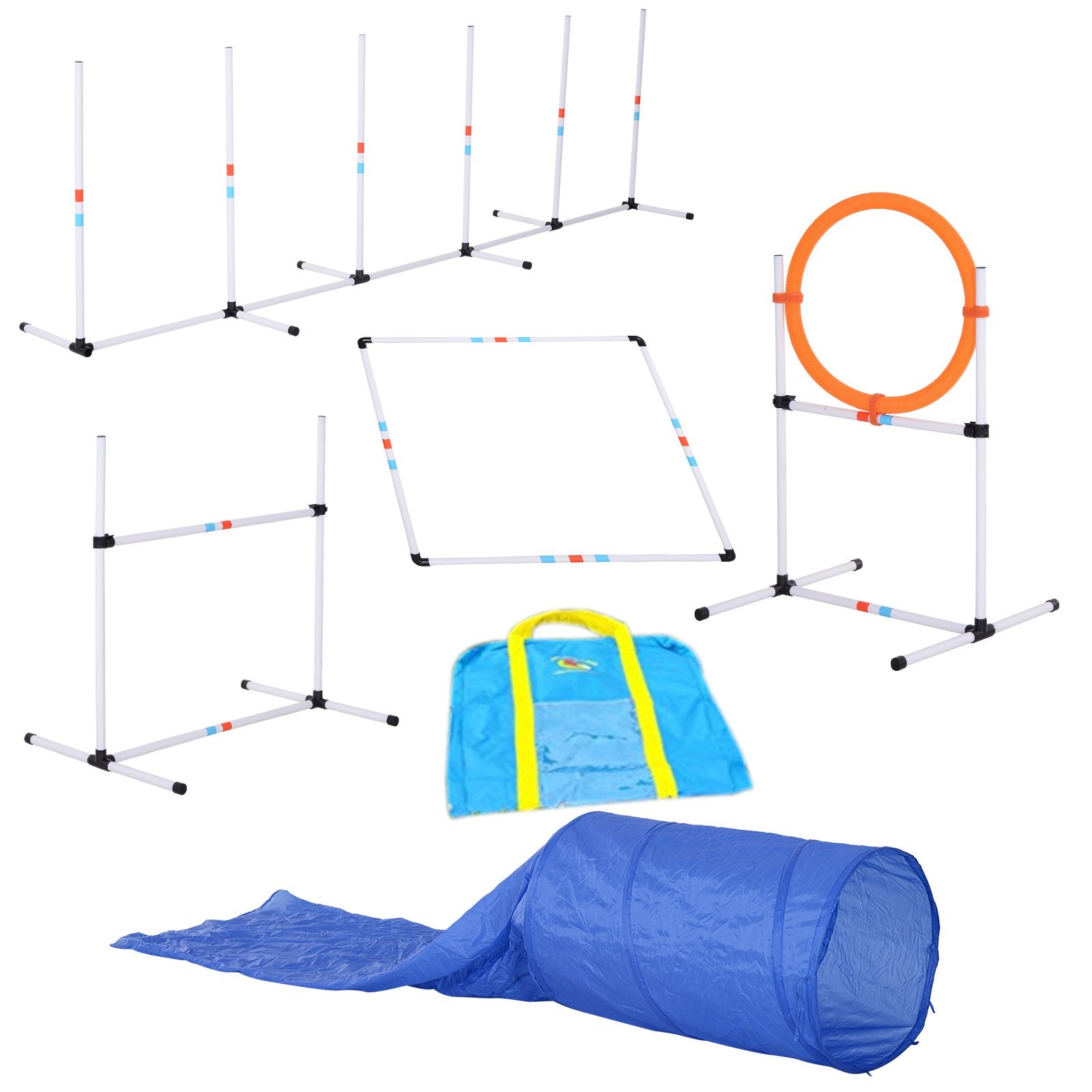 Set Addestramento Cani da Esterno Bianco Arancione Blu Ø60x300 cm