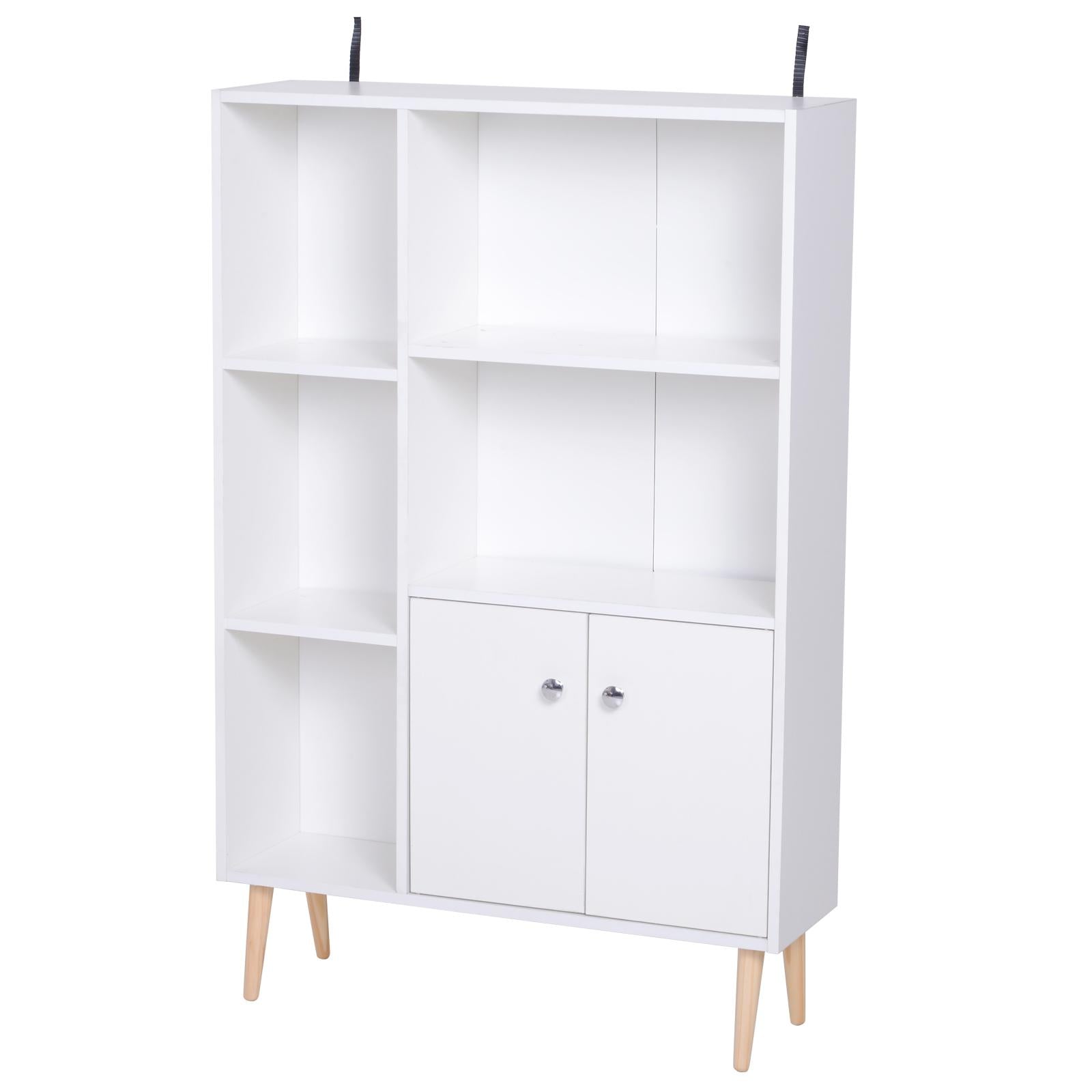 Mobiletto Libreria con Piedini in Legno di Pino Bianco 80x23.5x118 cm