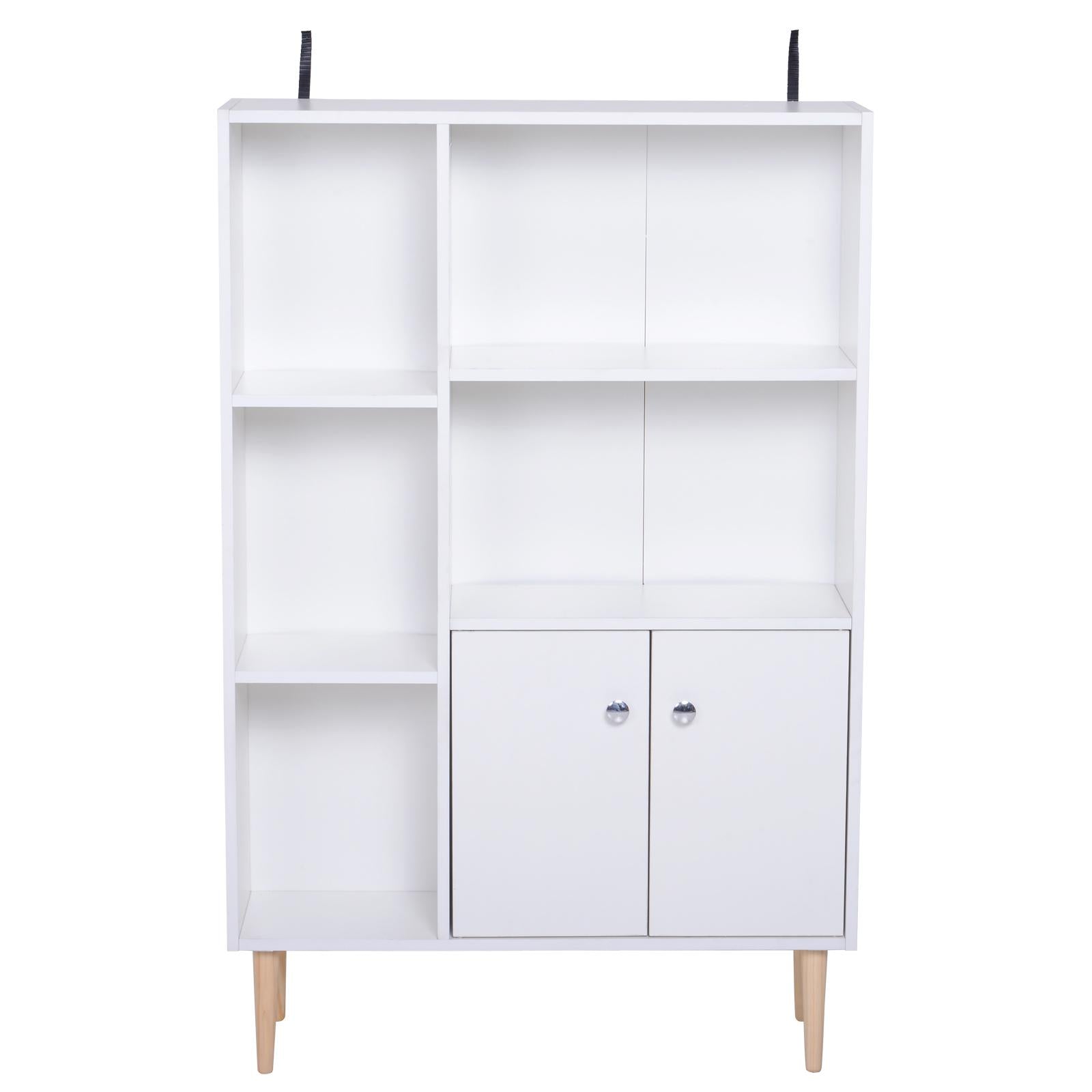 Mobiletto Libreria con Piedini in Legno di Pino Bianco 80x23.5x118 cm