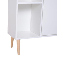 Mobiletto Libreria con Piedini in Legno di Pino Bianco 80x23.5x118 cm