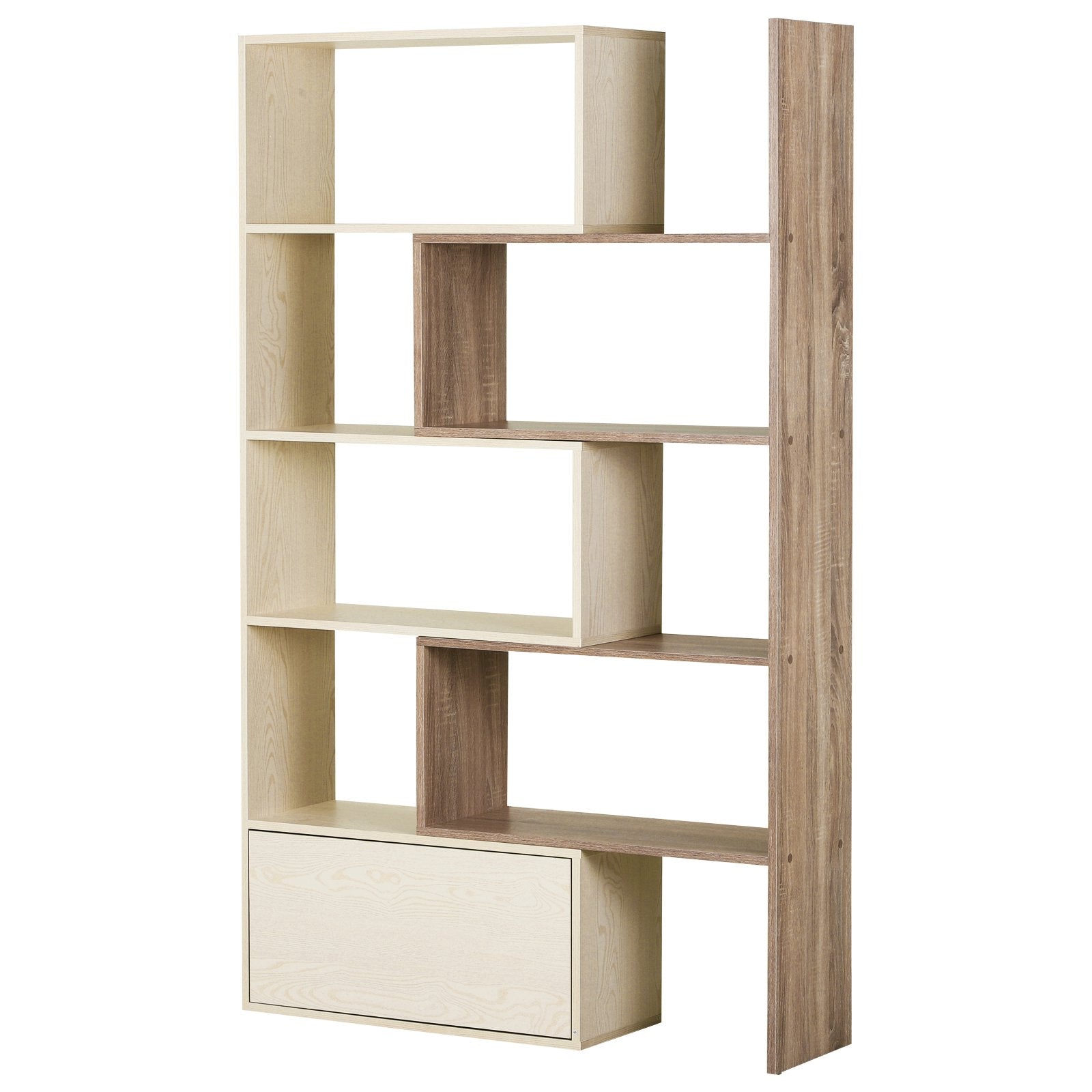 Libreria Scaffale a Ripiani Salvaspazio per Soggiorno in Legno 141x29x176 cm Bianco Rovere