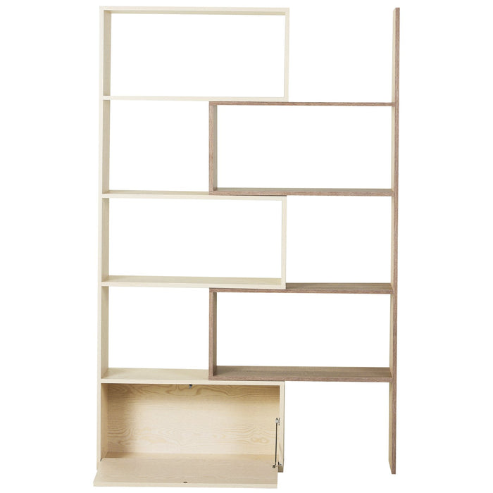 Libreria Scaffale a Ripiani Salvaspazio per Soggiorno in Legno 141x29x176 cm Bianco Rovere