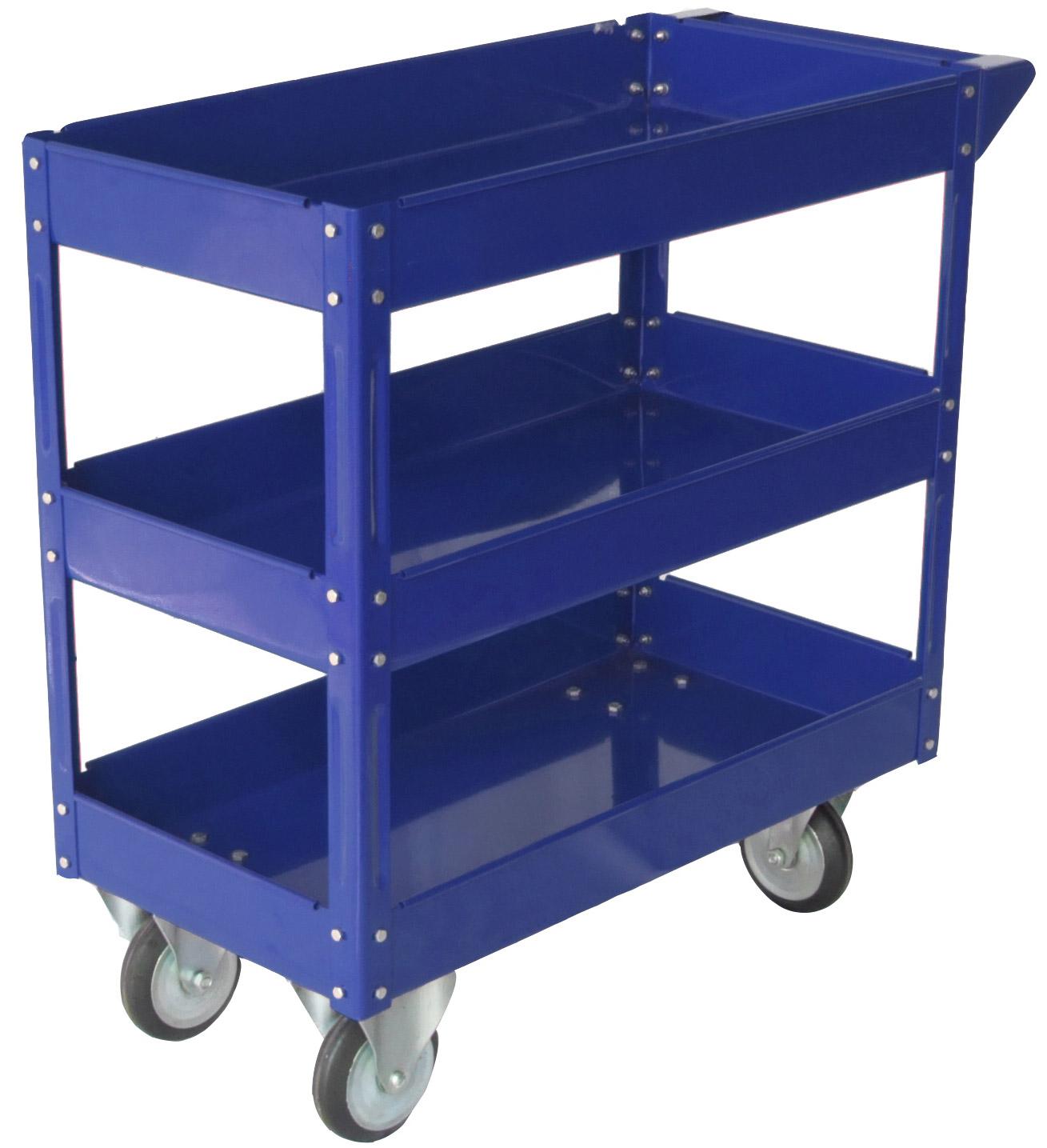 Carrello Porta Attrezzi da Officina 3 Ripiani 84x41x82 cm Tosini Blu