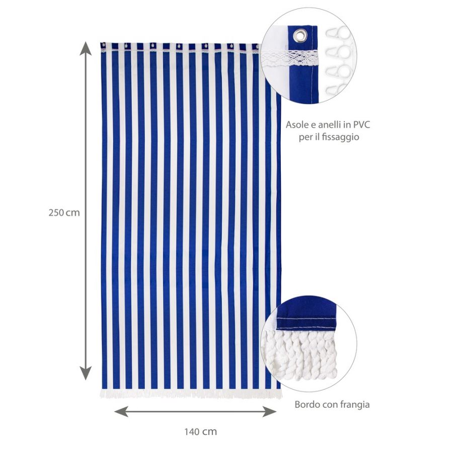 Tenda da sole per balcone 140x250h cm blu e bianco