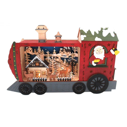 Locomotiva c/paesaggio wood & charm 27x45x10 cm led batt