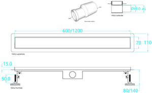 Canalina di Scarico 100x7 cm in Acciaio Inox a Pavimento Linea