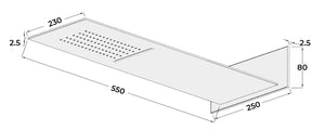 Kit Doccia Soffione Doccino Miscelatore e Cascata in Acciaio Inox 55x23 cm da Parete Rek