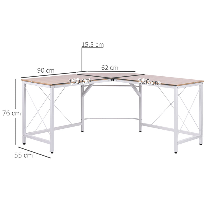 Scrivania da Ufficio Grande ad Angolo in Metallo e MDF 150x150x76 cm  Bianca