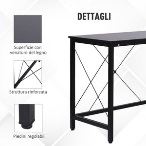 Scrivania da Ufficio Grande ad Angolo in Metallo e MDF 150x150x76 cm  Nera