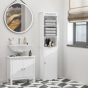 Mobile a Colonna per Bagno in Legno 40x23x160 cm  Floreale Bianco