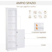 Mobile a Colonna per Bagno in Legno 40x23x160 cm  Floreale Bianco