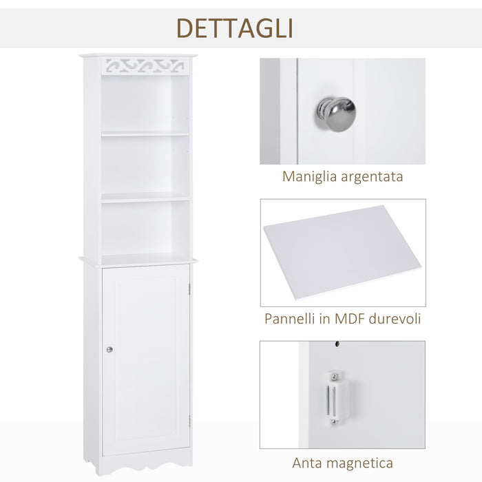 Mobile a Colonna per Bagno in Legno 40x23x160 cm  Floreale Bianco