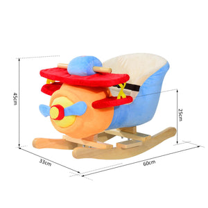 Aeroplano a Dondolo per Bambini in Peluche e Legno Massello