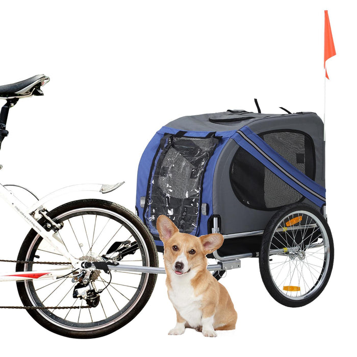 Carrello Rimorchio per Cani da Bicicletta Impermeabile  Grigio e Blu