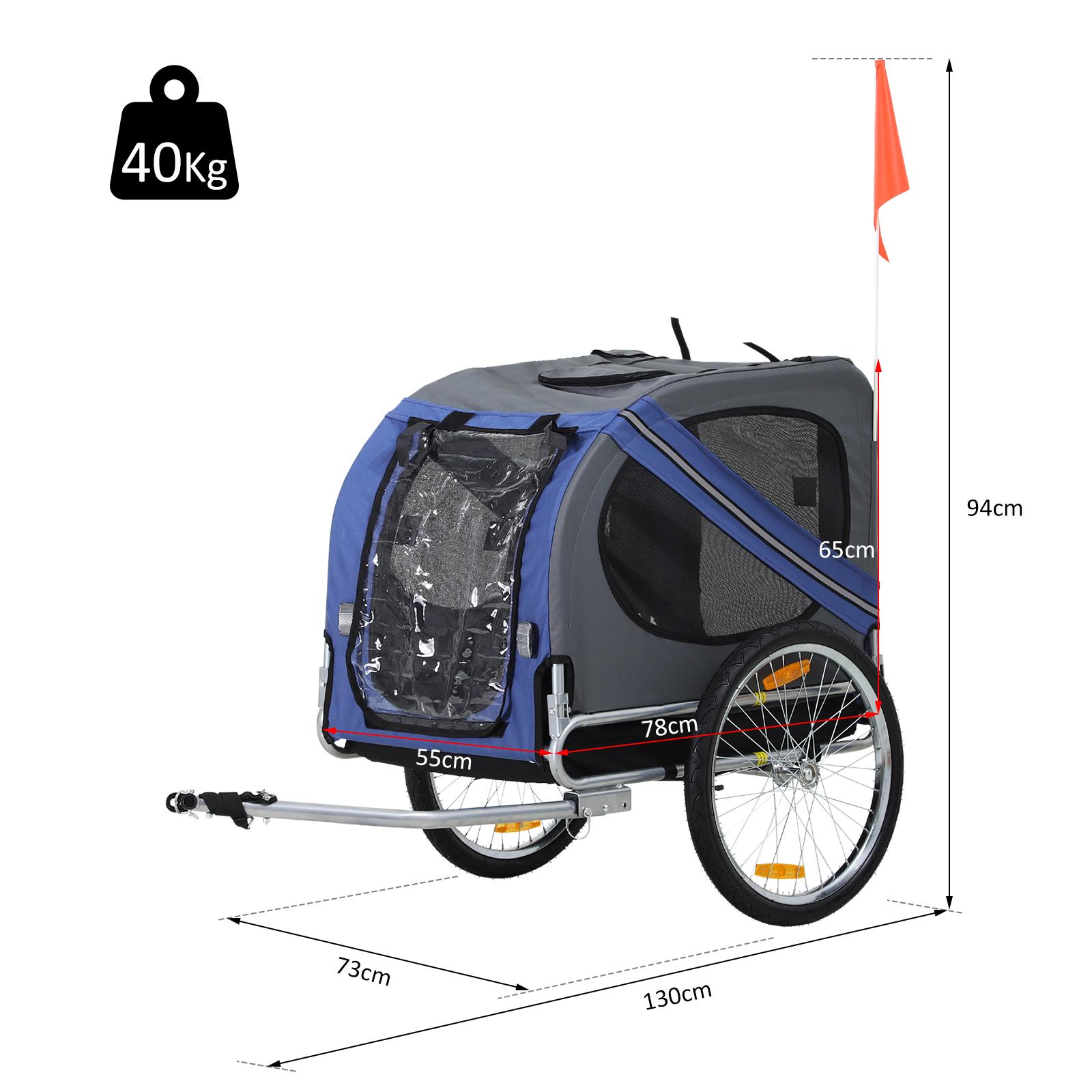 Carrello Rimorchio per Cani da Bicicletta Impermeabile  Grigio e Blu