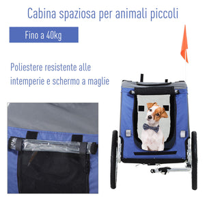 Carrello Rimorchio per Cani da Bicicletta Impermeabile  Grigio e Blu