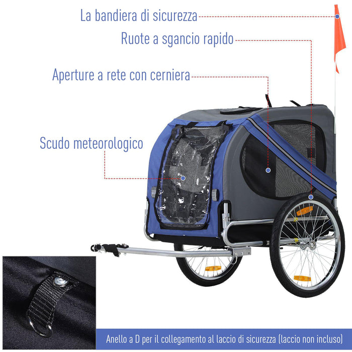 Carrello Rimorchio per Cani da Bicicletta Impermeabile  Grigio e Blu