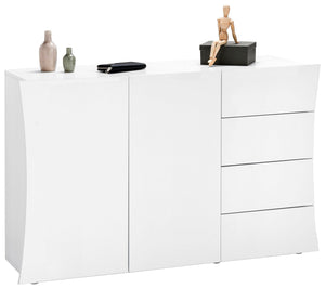 Mobile Multiuso 2 Ante 4 Cassetti 124x40x81 cm Arco Bianco Lucido