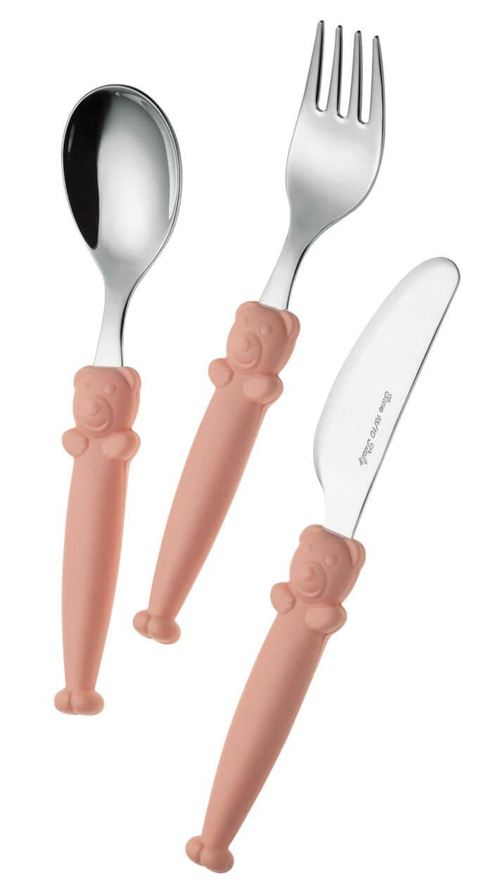 Set Posate per Bambini in Acciaio Eme Pappallegra Rosa