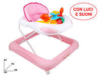 Girello per Bambina 3 Altezze con Luci e Suoni Rosa