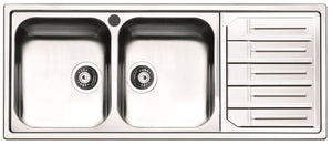 Lavello Cucina 2 Vasche 116x50 cm in Acciaio Inox Apell Melodia Gocciolatoio Destro