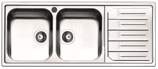 Lavello Cucina 2 Vasche 116x50 cm in Acciaio Inox Apell Melodia Gocciolatoio Destro