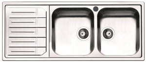 Lavello Cucina 2 Vasche 116x50 cm in Acciaio Inox Apell Melodia Gocciolatoio Sinistro