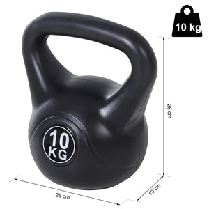 Kettlebell per Allenamento 10 Kg in PVC e Sabbia  Nero