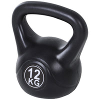 Kettlebell per Allenamento 12 Kg in PVC e Sabbia  Nero