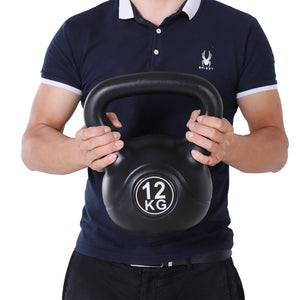 Kettlebell per Allenamento 12 Kg in PVC e Sabbia  Nero