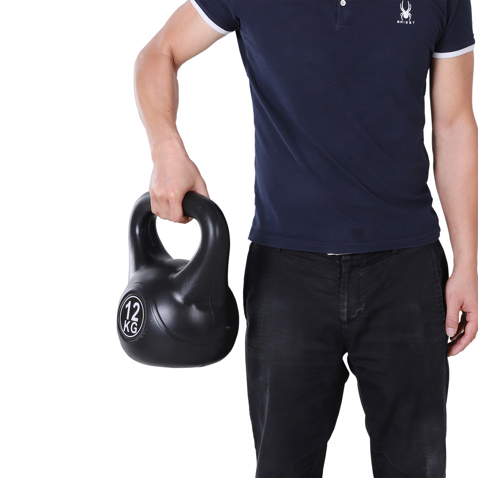 Kettlebell per Allenamento 12 Kg in PVC e Sabbia  Nero