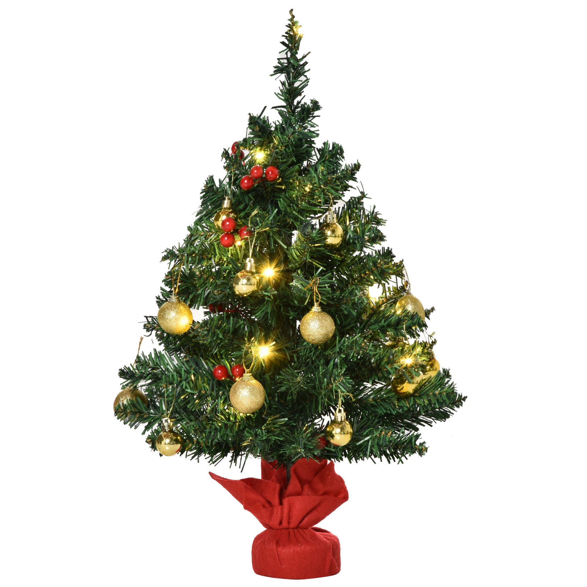 Albero di Natale Artificiale da Tavolo 60 cm 73 Rami 15 LED  Verde