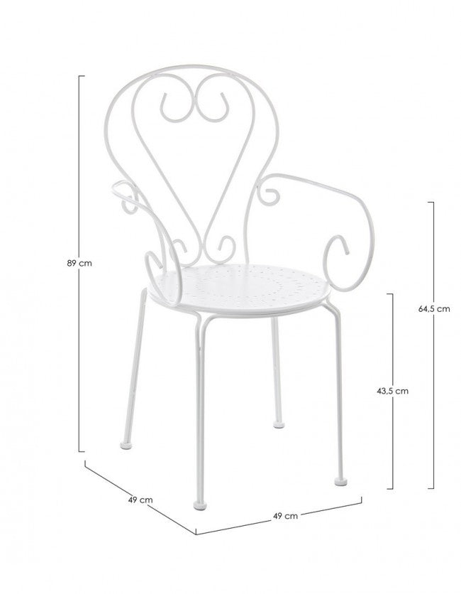 Sedia da Giardino 49x49x89h cm con Braccioli Etienne Bianco