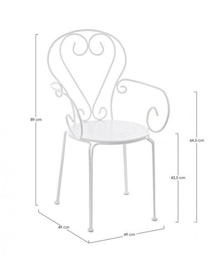 Sedia da Giardino 49x49x89h cm con Braccioli Etienne Bianco