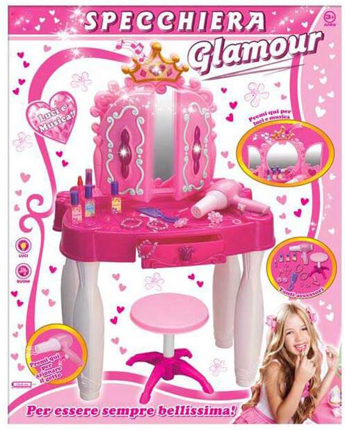 Specchiera Giocattolo per Bambini Rosa e Bianco Kids Joy Glamour