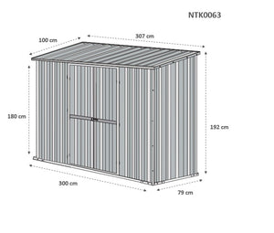 Casetta Box da Giardino in Lamiera di Acciaio Porta Utensili 307x100x192 cm Enaudi Verde